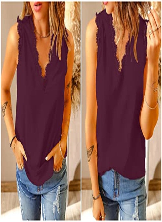 lime flare Women Sexy Summer Lace Trim Satin Cami Tank Tops Dressy Silk Blouse Shirt Camisole (M, Burgundy Eyelash Lace) - Image 3